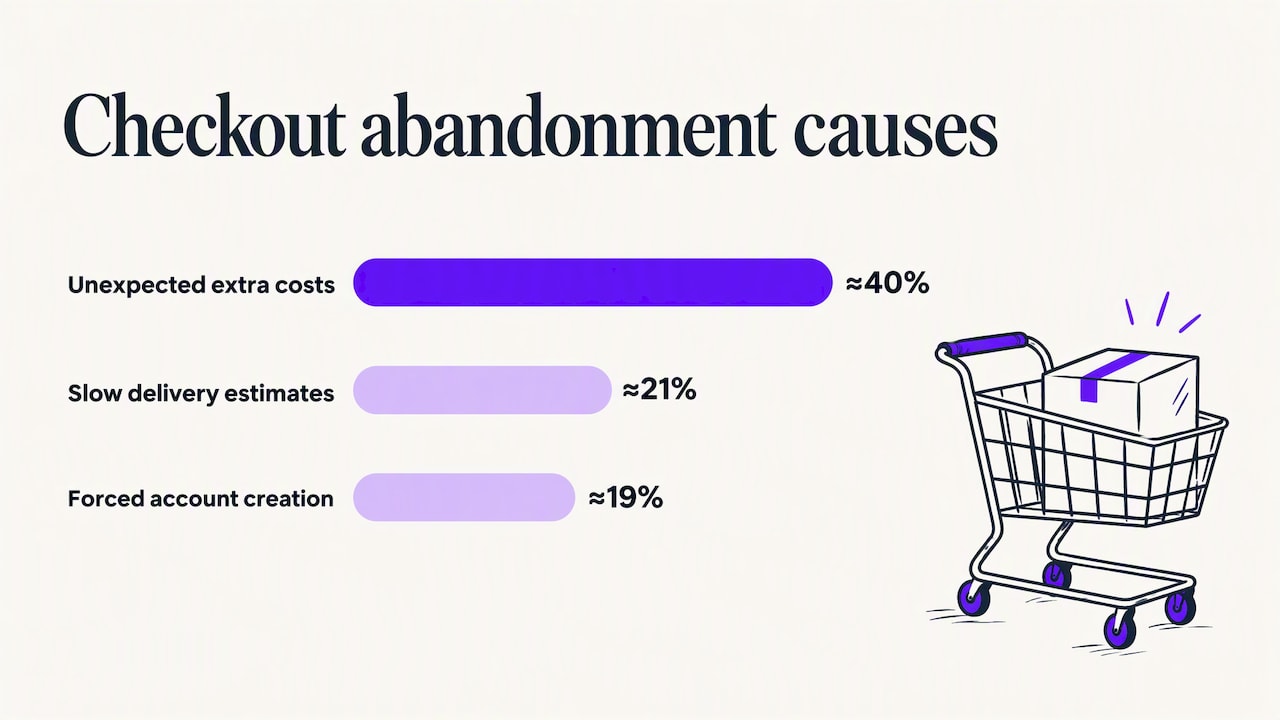 Common causes of cart abandonment and low conversion — overview diagram
